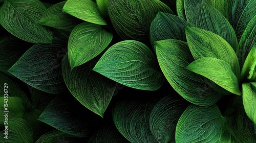 Emerald Canopy Lush Green Leaves Texture Background.