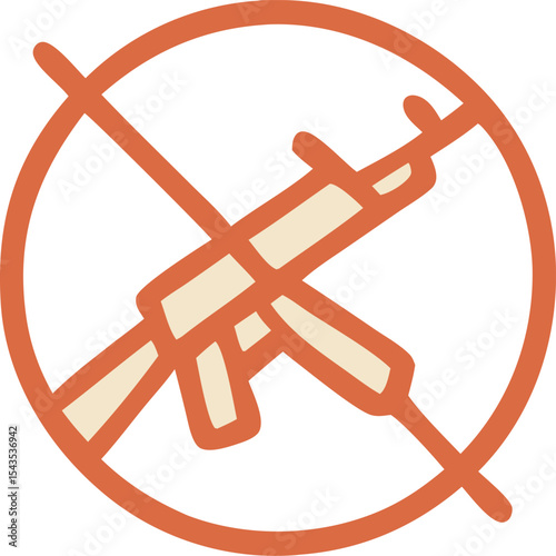 Stop War Icon with Crossed-Out Rifle for Gun Control and Disarmament Campaigns