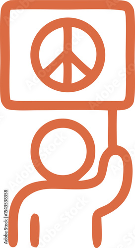 Activist Holding a Peace Sign Board at a Demonstration or Rally
