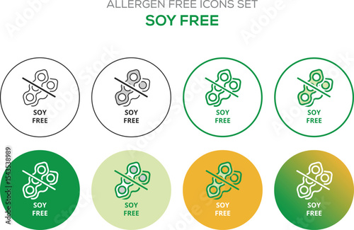 Allergen-free icons set vector illustration