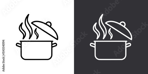 Open Cooking Pot Icon with Steam Rising