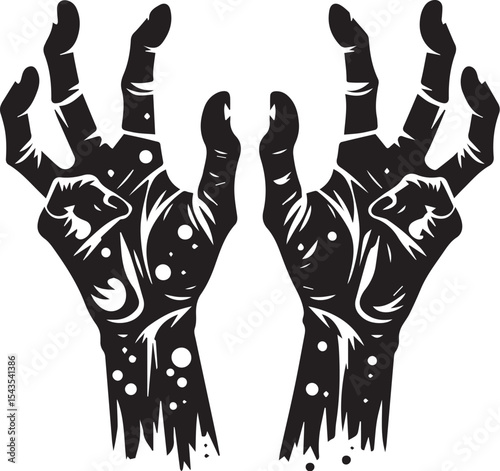 zombie hands silhouettes. horror scrawny zombie hands flat vector