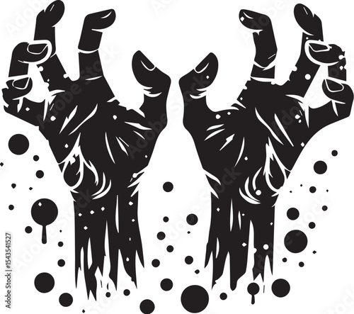 zombie hands silhouettes. horror scrawny zombie hands flat vector
