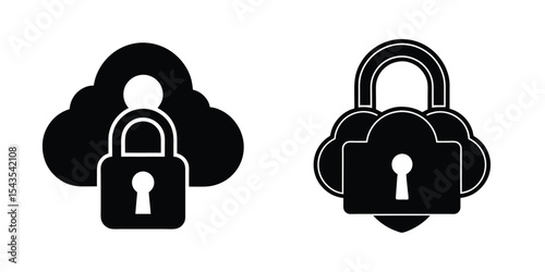 Cutaway Cloud Lock Silhouette on White Background