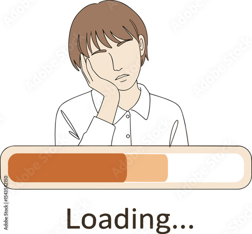 Woman Experiencing Slow Internet Loading Times, Frustration from Buffering, Patience Wearing Thin, Digital Disappointment and Waiting.