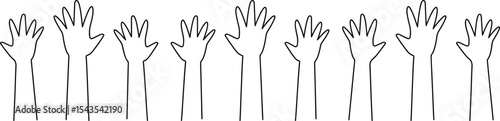 Minimalist Line Art of Raised Hands Vector Design