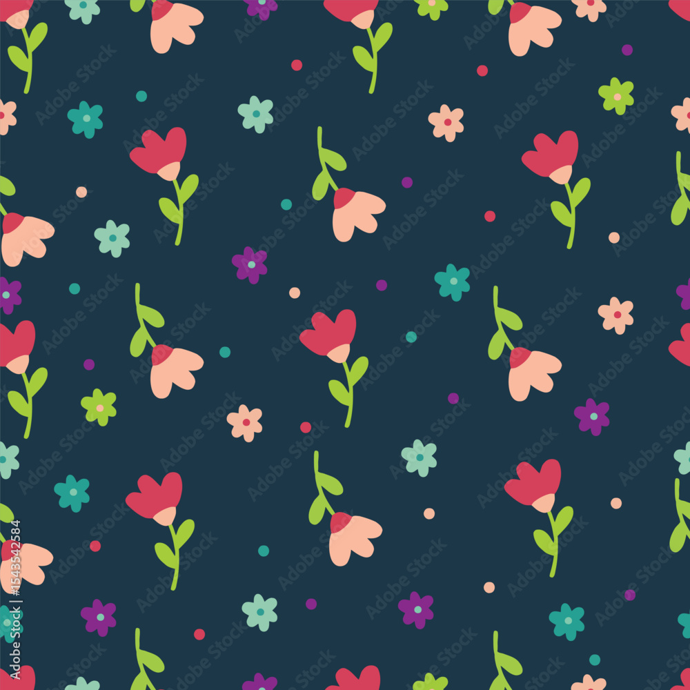Fototapeta premium This lively design is perfect for textiles, stationery, or cheerful graphic projects, adding a touch of nature and joy.