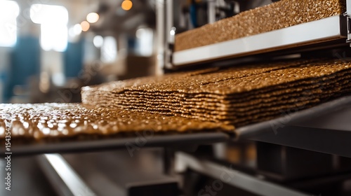 Packing organic multi barley briquetted crispbread on factory