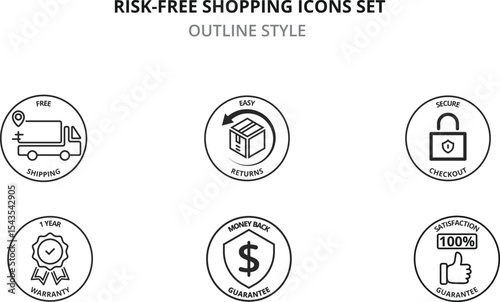 RISK-FREE SHOPPING ICONS SET Vector Illustration