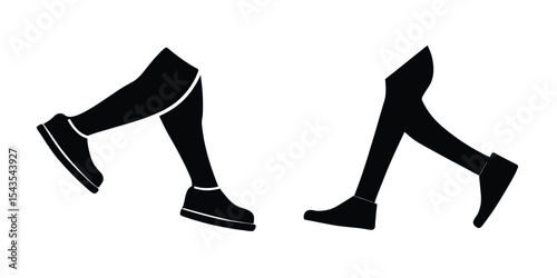 Minimal study of walking motion with pointed toe shoe Isolated on White Background