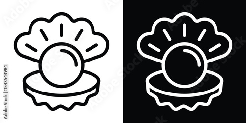 Pearl in the open shell icon filled flat sign concept for web design.