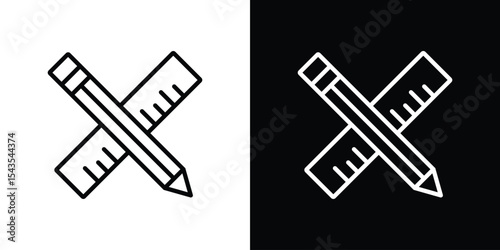 Pencil and ruler icon filled flat sign concept for web design.
