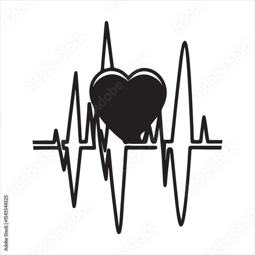Heartbeat Icon – ECG, Pulse, and Fitness Tracker Graphic Element for Healthcare Use