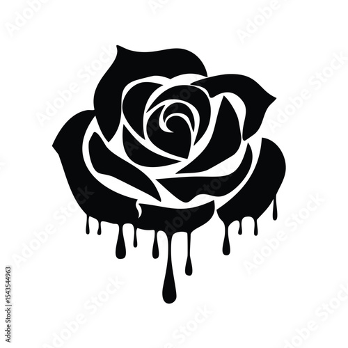 Black rose dripping paint gothic floral design