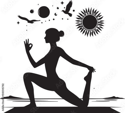 silhouette of a girl doing yoga