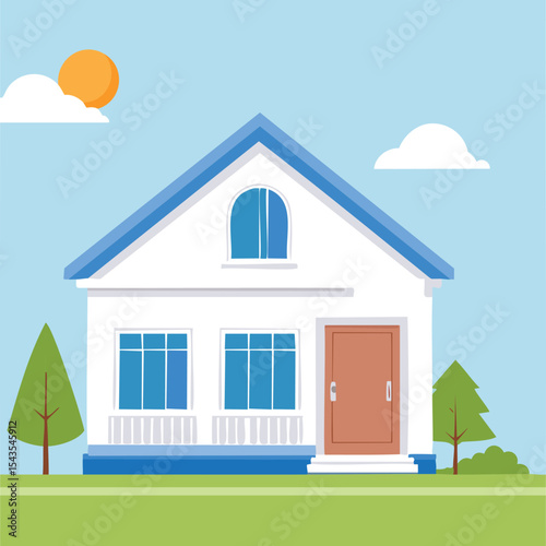 Charming suburban house sunny day dream home