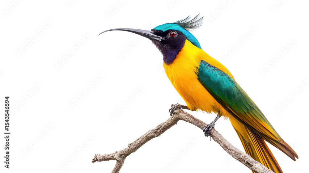 Fototapeta premium Rare Wilson bird-of-paradise perched Transparent background, PNG file
