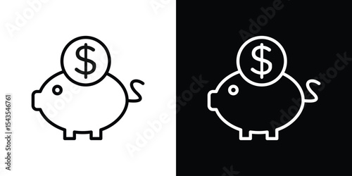 Piggy bank icon filled flat sign concept for web design.