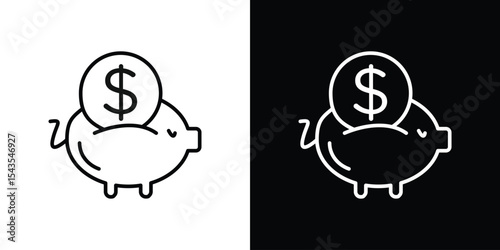 Piggy bank icon filled flat sign concept for web design.