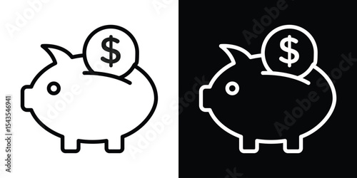 Piggy bank filled flat sign concept for web design.