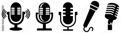 Microphone Icons set. variant microphone icon. Karaoke mic. Podcast microphone. web and mobile icons. vector illustration