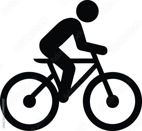person riding bicycle upright vector icon.eps