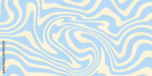 Abstract horizontal background with colorful waves. Trendy vector illustration in style retro 60s, 70s. Pastel colors