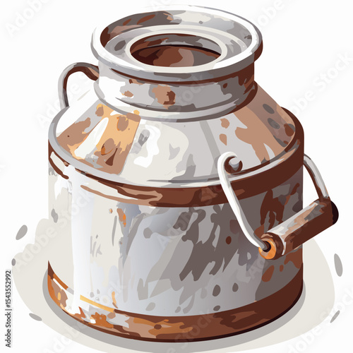 Rustic Milk Can Illustration with Weathered Texture and Vintage Charm