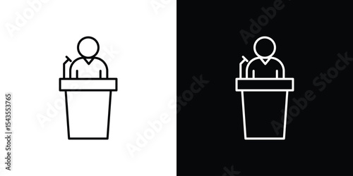 Public speaker icon filled flat sign concept for web design.