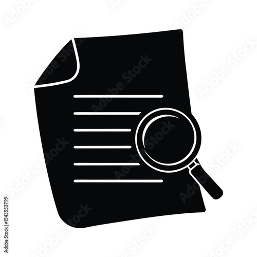 Document search silhouette vector illustration