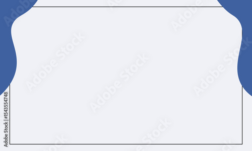 Minimalist blue abstract frame background with wavy shapes on the sides and a clean central space, ideal for templates, banners, presentations, or promotional designs with modern aesthetics.