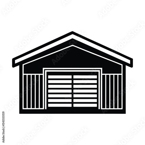 Garage building silhouette vector illustration