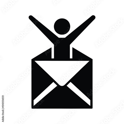 Happy person in envelope silhouette vector illustration