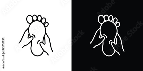 Reflexology foot massage icon filled flat sign concept for web design.