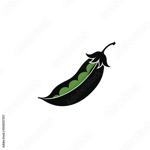 Fresh Green Peas in Pod Simple Illustration of Healthy Vegetable