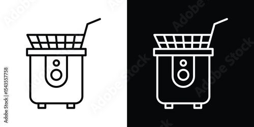 Restaurant deep fryer icon filled flat sign concept for web design.
