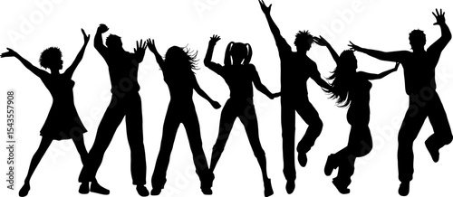 Dynamic Silhouettes of People Dancing Vector Icon