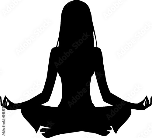 Silhouette of a Woman Sitting in Yoga Pose Vector Icon