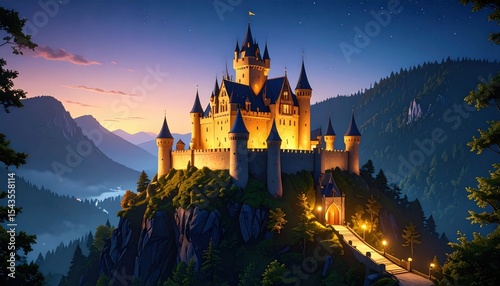 Wallpaper Mural Pixelated Castle On Mountain At Sunset Torontodigital.ca