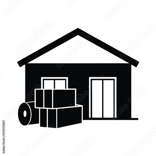 Warehouse building silhouette vector illustration
