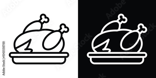 Roasted chicken turkey icon filled flat sign concept for web design.