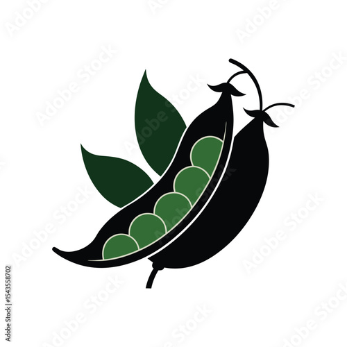 Fresh Green Peas Vector Illustration of Peas in a Pod