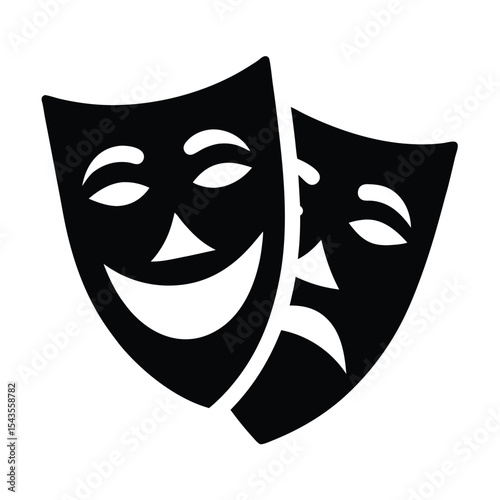 Comedy and tragedy masks silhouette vector illustration