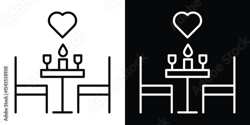 Romantic dinner icon filled flat sign concept for web design.
