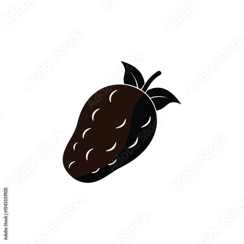 Silhouette Illustration of a Strawberry Dark Berry Icon