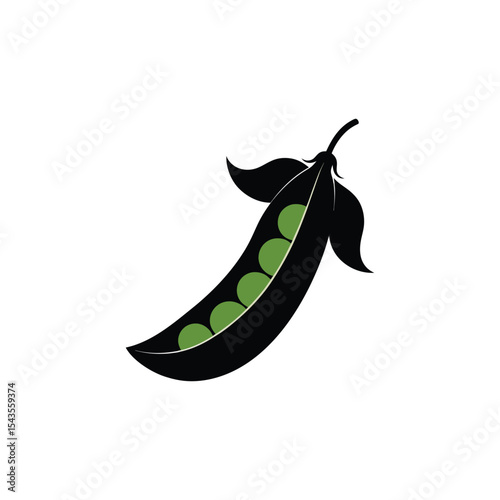 Fresh Green Peas in Pod Simple Vegetable Illustration