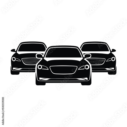 Three cars silhouette vector illustration