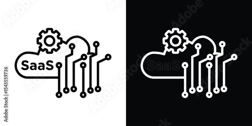 SaaS icon filled flat sign concept for web design.