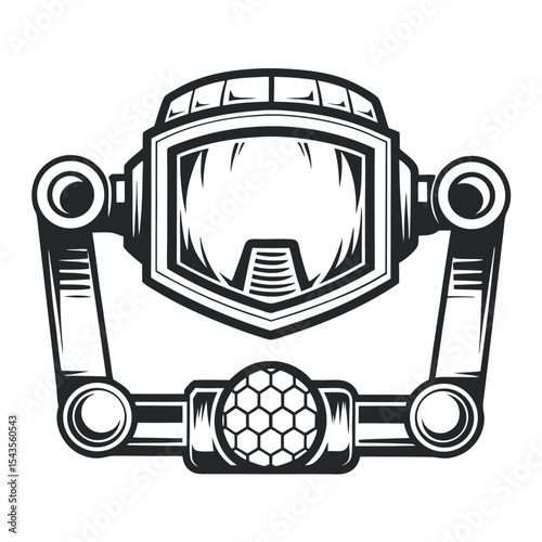 Vintage Diving Helmet Illustration: Detailed Black and White Artwork of Scuba Diving Gear for Apparel, Prints, and Nautical-Themed Designs.           