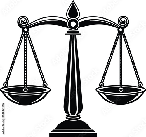 Black and White Scales of Justice Icon Graphic balance